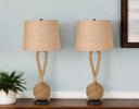 Ceramic Novelty Table Lamps With Brown Empire Shade (Set of 2) - Black