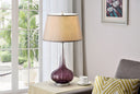 Glass Table Lamp With Beige Shade - Purple Ombre