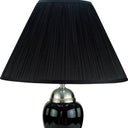 Ceramic Urn Table Lamp With Black Empire Shade - Black And Silver