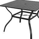 37" x 37" x 28" Square Metal Outdoor Dining Table With Umbrella Hole - Black