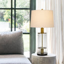 31" Metal Table Lamp With Empire Shade - Clear White - HomeRoots - Table Lamps - Elite Enclave Home