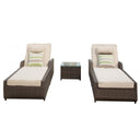 78" x 29" x 35" Indoor Outdoor Chaise Lounge With Beige Cushion (Set of 2) - Brown
