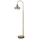 Adjustable Arc Floor Lamp With Antiqued Brass Mirrored Glass Novelty Shade - Brass - HomeRoots - Floor Lamps - Elite Enclave Home