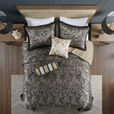 Aubrey - 5 Piece Queen Jacquard Bedspread Set With Throw Pillows - Black