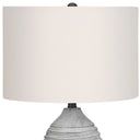 Cylinder Table Lamp With Ivory Drum Shade - Gray - HomeRoots - Table Lamps - Elite Enclave Home