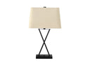 Metal Geometric USB Table Lamp With Beige Shade - Black - HomeRoots - Table Lamps - Elite Enclave Home