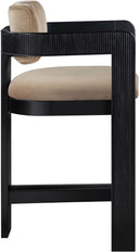 Sacha - Velvet Stool With Black Base - Meridian Furniture - Counter Height (24" - 27") - Elite Enclave Home