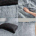 Malea - Shaggy Long Fur Comforter Mini Set - Black