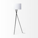 Tripod Floor Lamp With White Fabric Drum Shade - Black - HomeRoots - Floor Lamps - Elite Enclave Home