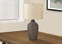 Ceramic Urn Table Lamp With Beige Drum Shade - Gray - HomeRoots - Table Lamps - Elite Enclave Home