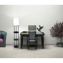 Wood Floor Lamp With Circular USB Charging Station Shelf - Black - HomeRoots - Floor Lamps - Elite Enclave Home