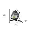 Aluminum Indoor Outdoor Swing Chair With Beige Cushion - Beige And Black