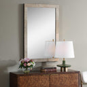 Pave - Rectangular Travertine Mirror - White