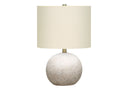 20" Concrete Round Table Lamp With Ivory Drum Shade - Gray