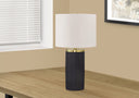Concrete Cylinder Table Lamp With Ivory Drum Shade - Black And Gold - HomeRoots - Table Lamps - Elite Enclave Home