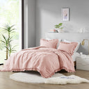 Phoebe - Twin/Twin Long Diamond Quilted Ruffle Edge Comforter Set - Blush