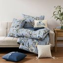 Salara - 7 Piece King Vintage Floral Comforter Set - Blue