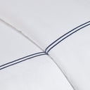 500 Thread Count Luxury - Full Sateen Embroidered Duvet Cover Set - White / Navy