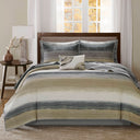 Saben - King Complete Reversible Coverlet And Sheet Set - Taupe