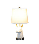 21" Bedside Table Lamp With White Empire Shade - Silver