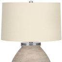 Concrete Round Table Lamp With Beige Drum Shade - Cream - HomeRoots - Table Lamps - Elite Enclave Home