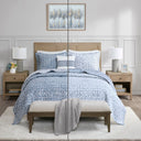 Harmony - 4 Piece Full Oversized Reversible Matelasse Coverlet Set With Throw Pillow - Blue