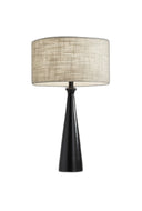 Metal Geo Triangle Table Lamp With Beige Drum Shade - Black