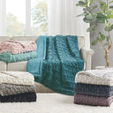 Ruched Fur - Ruched Throw - Aqua - Madison Park - Throws - Elite Enclave Home