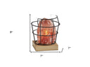 Himalayan Salt Accent Lamp With Cage Shade - Black