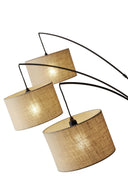 Metal Three Light Tree Floor Lamp With Beige Fabric Drum Shades - Antiqued Black / Bronze - HomeRoots - Floor Lamps - Elite Enclave Home