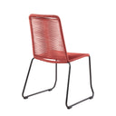 5 Piece Solid Wood Dining Set With Four Chairs - Brown And Red