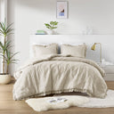 Phoebe - King/California King Diamond Quilted Ruffle Edge Comforter Set - Neutral