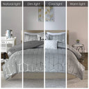 Raina - King Metallic Printed Comforter Set - Gray / Silver