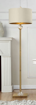 63" Column Floor Lamp With Off - White Drum Shade - Gold - HomeRoots - Floor Lamps - Elite Enclave Home