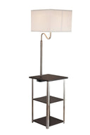 Steel Tray Table Floor Lamp With Square Shade - Silver White - HomeRoots - Floor Lamps - Elite Enclave Home