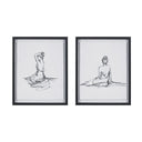 Feminine Figures - Deckle Edge Sketch Framed Wall Art (Set of 2) - Black / White - Madison Park - Framed Print Sets - Elite Enclave Home