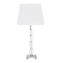 Crystal Geo Cubed Table Lamp With Sharp Corner Square Tapered Shade - Clear White