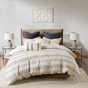 Rhea - King Duvet Cover Mini Set - Ivory / Charcoal