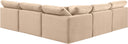 Indulge - Velvet 5 Piece Modular Corner Armless Sectional - Meridian Furniture - Stationary Sectionals - Elite Enclave Home
