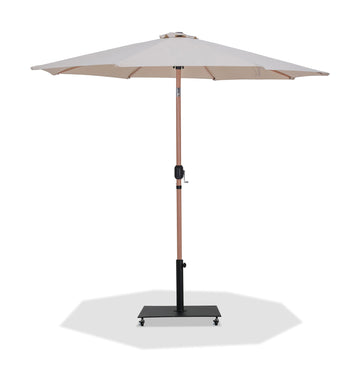 Fiji - Aluminum Patio Umbrella With Square Black And Teak Base