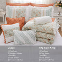 Dawn - Queen - 9 Piece Comforter Set - Coral