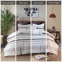 Nea - Printed Comforter Set With Trims - Black / White