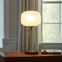 Table Lamp With White Ribbed Frosted Glass Dome Shade - Antiqued Brass - HomeRoots - Table Lamps - Elite Enclave Home