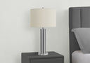 Acrylic Cylinder Table Lamp With Ivory Drum Shade - Silver Metallic - HomeRoots - Table Lamps - Elite Enclave Home