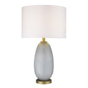 Glass Table Lamp With White Drum Shade - Light Gray