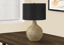 Geometric Table Lamp With Black Drum Shade - Brown - HomeRoots - Table Lamps - Elite Enclave Home