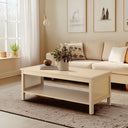 Ashlyn - 2 - Tier Coffee Table With Sides & Spacious Open Shelf Storage - Natural - 510 Design - Coffee Tables - Elite Enclave Home
