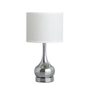 19" Bedside Table Lamp With White Drum Shade - Silver