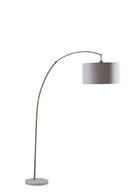 Arched Floor Lamp With Gray Drum Shade - Beige And Antique Gold - HomeRoots - Floor Lamps - Elite Enclave Home