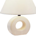 Ceramic Bedside Table Lamp With White Empire Shade - Beige